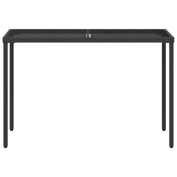 Mesa de jardim com tampo de vidro 115x54x74 cm vime PE preto M 4