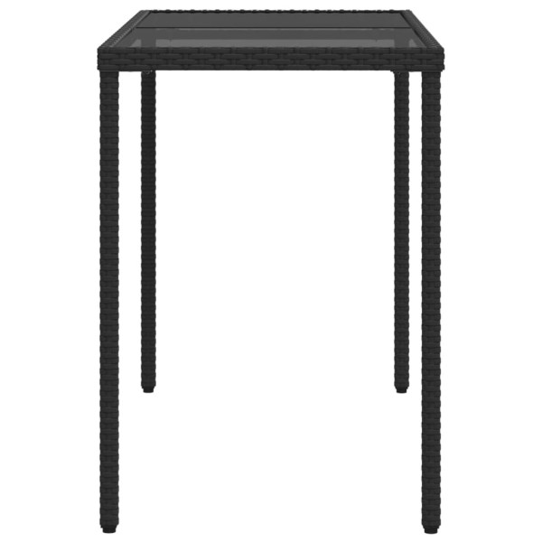 Mesa de jardín superficie de vidrio ratán PE negro 115x54x74 cm M 5