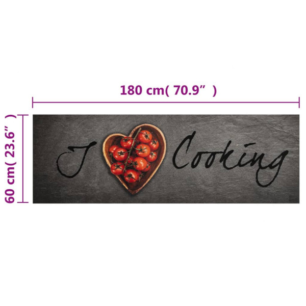 Alfombra de cocina lavable terciopelo texto Cooking 60x180 cm M 5