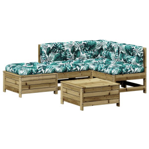 Juego de muebles jardín 5 pzas y cojines madera pino impregnada H