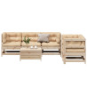 6 pcs conjunto lounge de jardim c/ almofadões pinho maciço 3