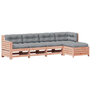 Juego de muebles jardín 5 pzas y cojines madera abeto Douglas H