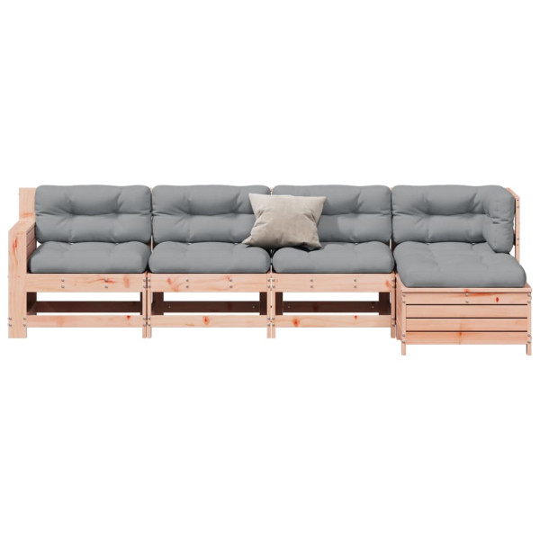 5 pcs conj. lounge jardim com almofadões madeira douglas maciça M 3