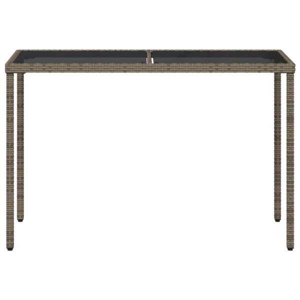 Mesa de jardim com tampo de vidro 115x54x74 cm vime PE cinza M 4