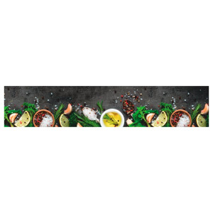 Alfombra de cocina lavable terciopelo dibujo especias 60x300 cm H