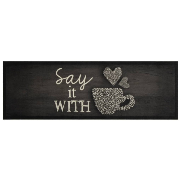 Alfombra de cocina lavable terciopelo negro taza 60x180 cm M 2