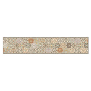 Alfombra de cocina lavable terciopelo hexágonos pastel 60x300cm H