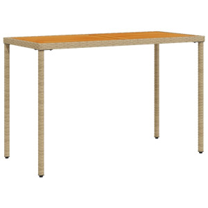 Mesa de jardín superficie de madera ratán PE beige 115x54x74 cm H