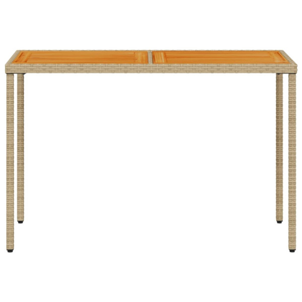 Mesa de jardín superficie de madera ratán PE beige 115x54x74 cm M 4