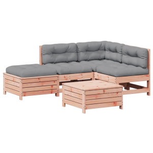 Juego de muebles jardín 5 pzas y cojines madera abeto Douglas H