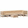 Juego de muebles de jardín 7 pzas y cojines madera maciza pino 2