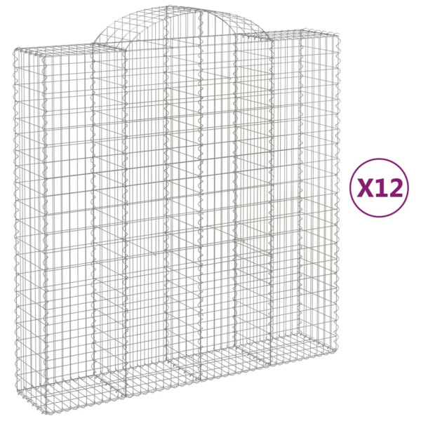 Cestos gabião arqueados 12 pcs 200x50x200/220 ferro galvanizado M 2