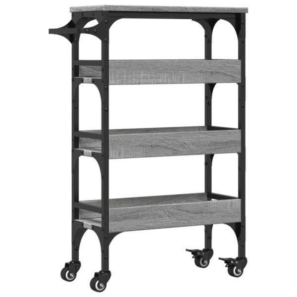 Carrito de cocina madera de ingeniería gris Sonoma 53x20x76 cm M 2