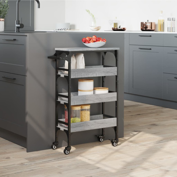 Carrito de cocina madera de ingeniería gris Sonoma 53x20x76 cm M 4