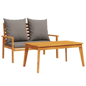 Set de muebles de jardín con cojines madera maciza acacia H