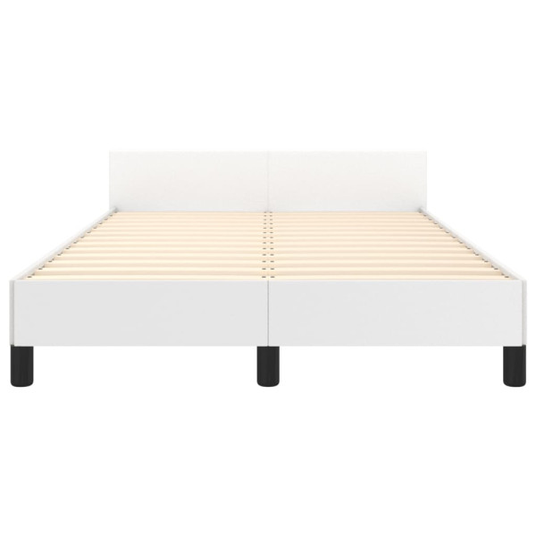 Estructura cama con cabecero cuero sintético blanco 120x190 cm M 5