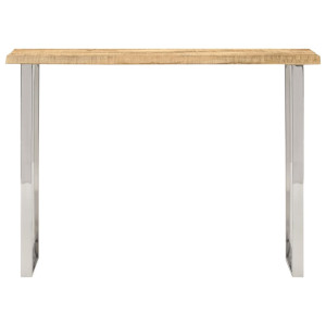 Mesa de console com borda natural madeira de manga sólida 105x33x76 cm H