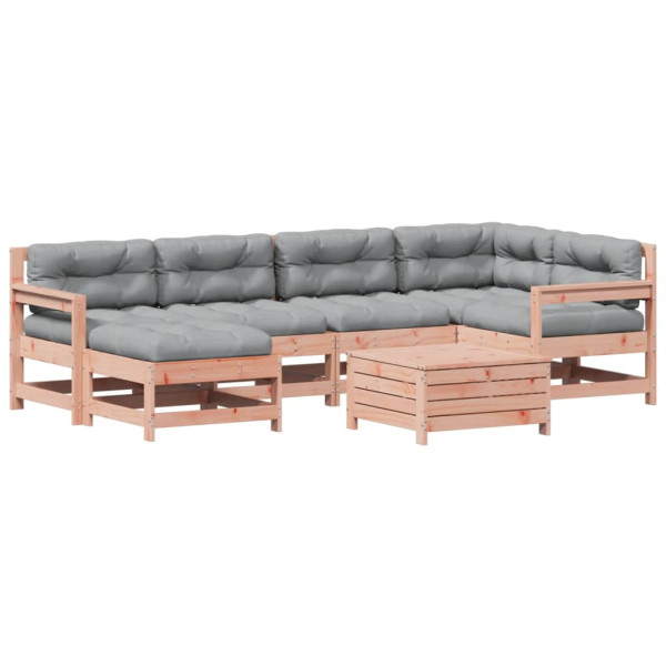 7 pcs conj. lounge jardim com almofadões madeira douglas maciça M 2
