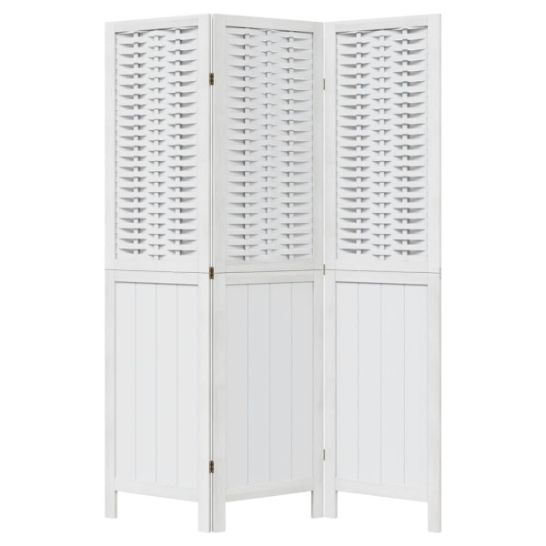 Biombo separador de 3 paneles madera maciza Paulownia blanco M 4