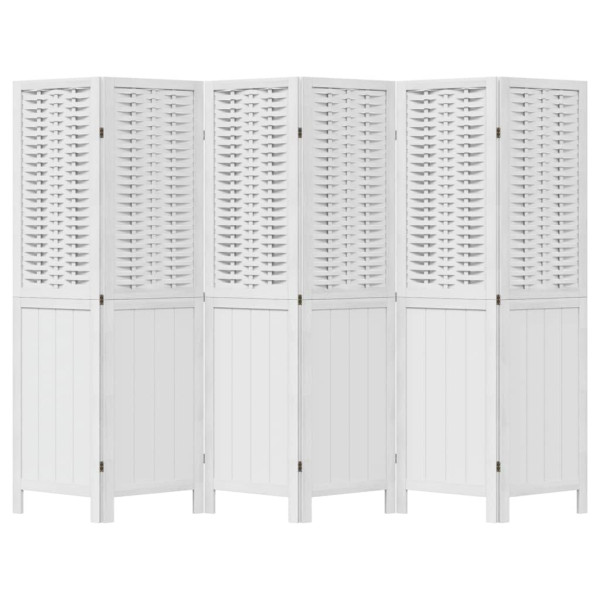 Biombo separador de 6 paneles madera maciza Paulownia blanco M 4