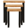 Set de 3 mesas apilables con borde natural madera acacia maciza 3
