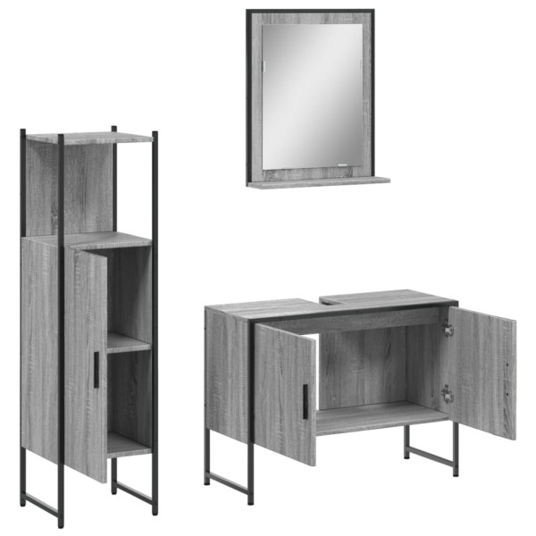 Set de muebles de baño 3 pzas madera contrachapada gris sonoma M 5