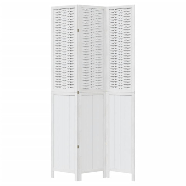 Biombo separador de 3 paneles madera maciza Paulownia blanco M 4