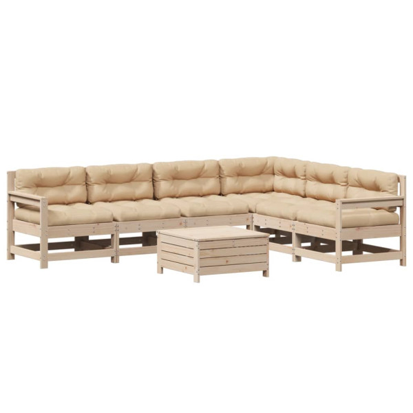 7 pcs conjunto lounge de jardim c/ almofadões pinho maciço M 2