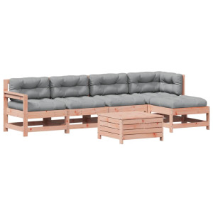 Juego de muebles jardín 6 pzas y cojines madera abeto Douglas H