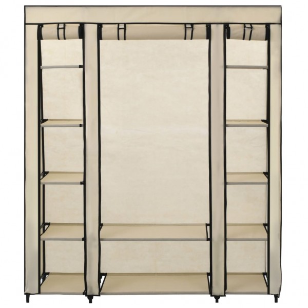 Roupeiro c/ compartimentos e varões 150x45x176 cm tecido creme M 2