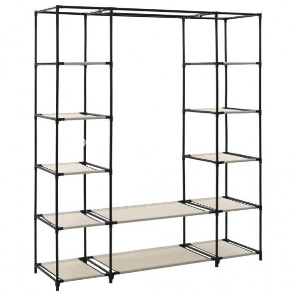 Armario con compartimentos y varillas tela crema 150x45x176 cm M 4