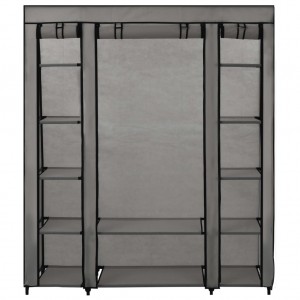 Armario con compartimentos y varillas tela gris 150x45x176 cm H