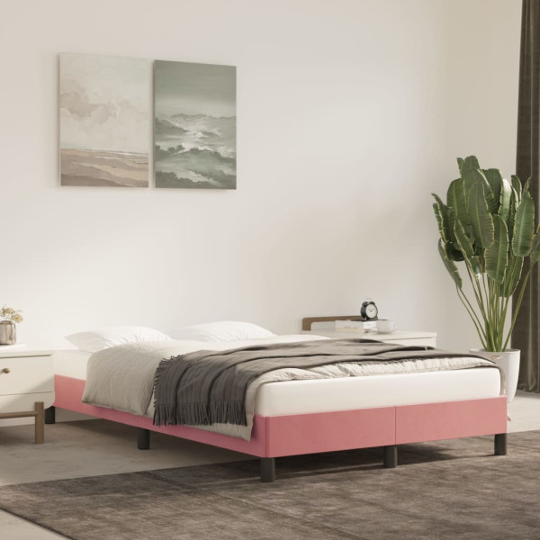 Estrutura de cama com colchão 120x190 cm veludo rosa M 3