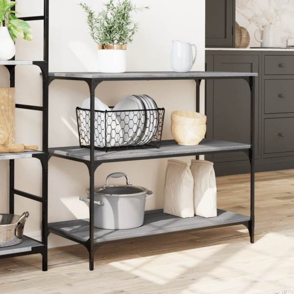 Carrito de cocina madera ingeniería gris Sonoma 102x50x95 cm M 3