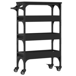 Carrito de cocina madera de ingeniería negro 53x20x76 cm H