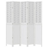 Biombo separador de 5 paneles madera maciza Paulownia blanco 4