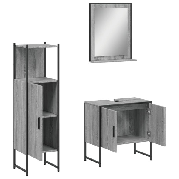 Set de muebles de baño 3 pzas madera contrachapada gris sonoma M 5