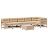 Juego de muebles de jardín 7 pzas y cojines madera maciza pino 2