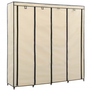 Roupeiro com 4 compartimentos 175x45x170 cm cor creme H