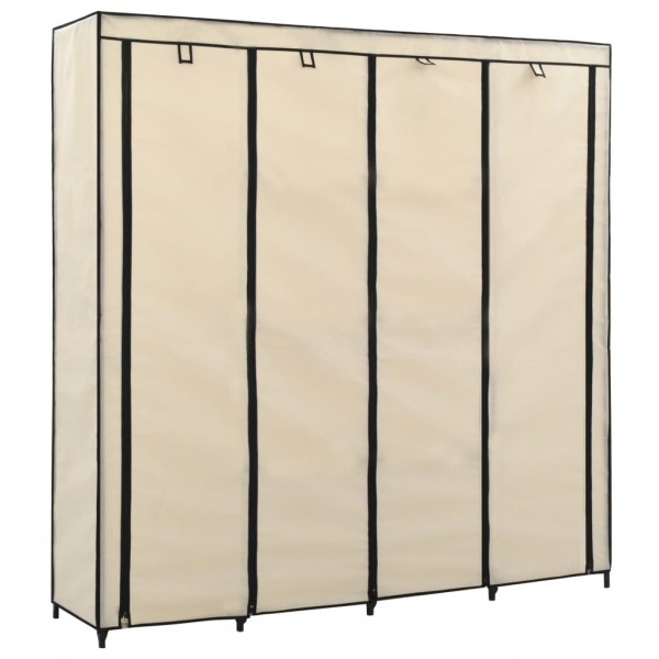Roupeiro com 4 compartimentos 175x45x170 cm cor creme M 2