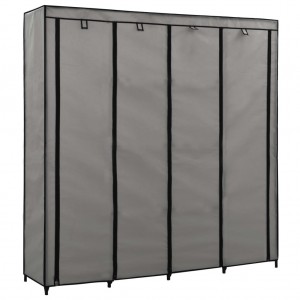 Roupeiro com 4 compartimentos 175x45x170 cm cinzento H