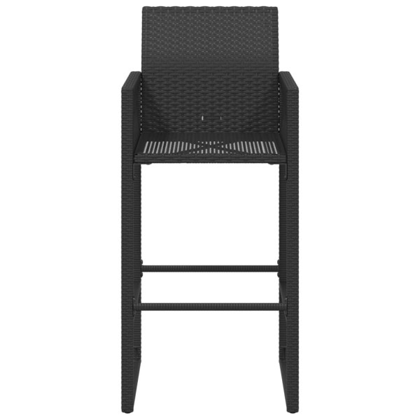 Bancos de bar para jardim 2 pcs vime PE preto M 5