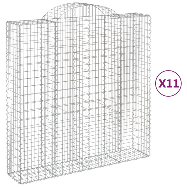 Cestos gabião arqueados 11 pcs 200x50x200/220 ferro galvanizado M 2