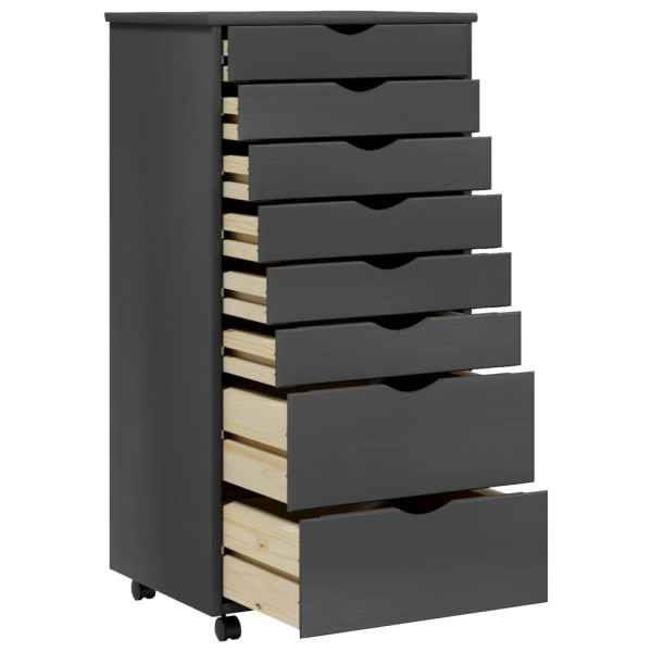 Cajonera con ruedas MOSS madera maciza de pino gris M 3