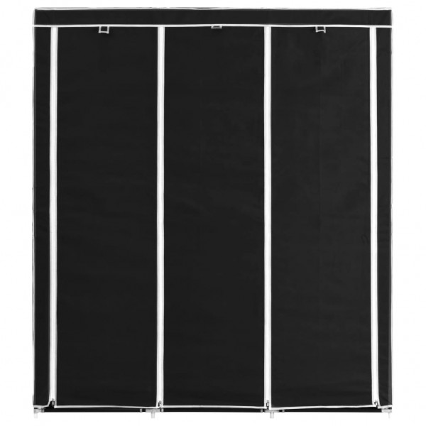 Armario con compartimentos y varillas tela negro 150x45x175 cm M 5