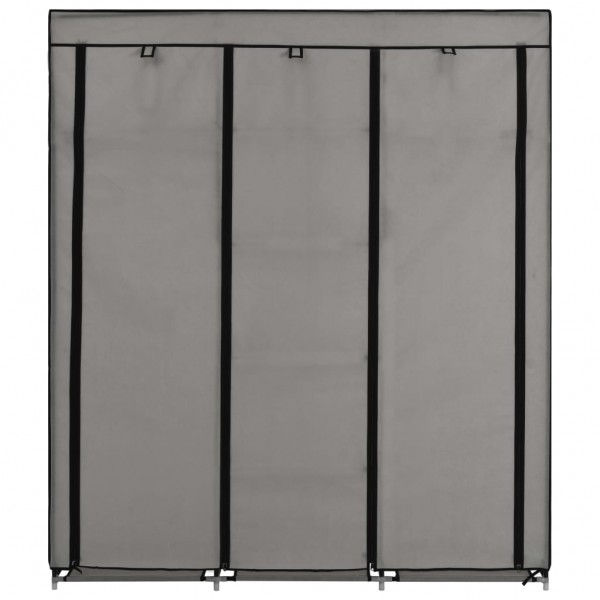 Roupeiro c/ compartimentos e varões 150x45x175 cm tecido cinza M 4