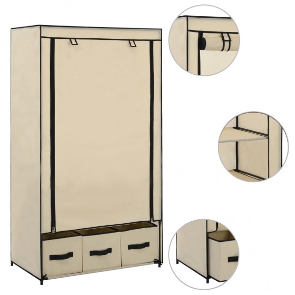 Roupeiro 87x49x159 cm tecido cor creme M 2