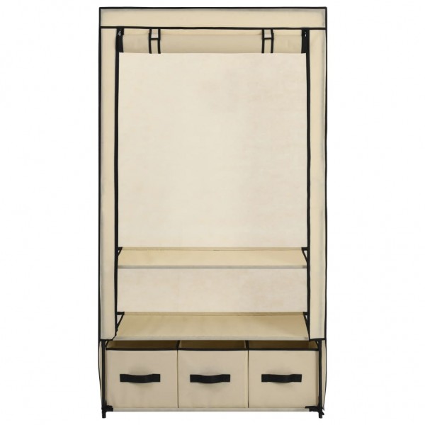 Roupeiro 87x49x159 cm tecido cor creme M 4