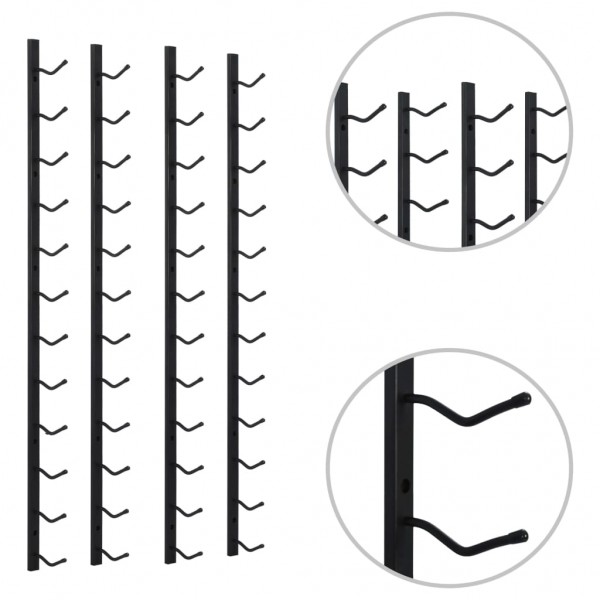 Garrafeiras de parede para 12 garrafas 2 pcs ferro preto M 5