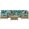 7 pcs conjunto lounge de jardim c/ almofadões pinho impregnado 1